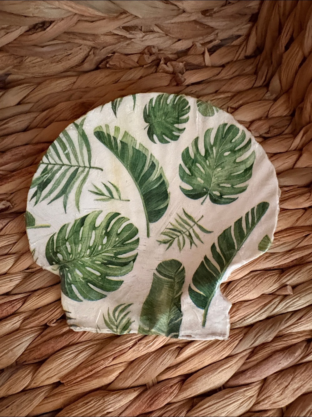 Handcrafted Tropical Leaf Shell Trinket Dish